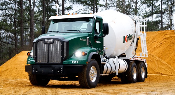 Autocar DC-64M Concrete Mixer Truck at Job Site