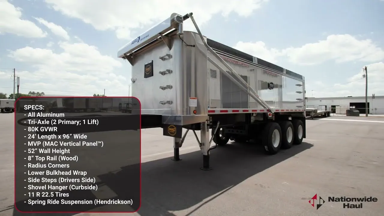 MAC TRAILER MFG ALUMINUM TRI- AXLE 24' SMOOTH SIDE FLORIDA SPEC DUMP