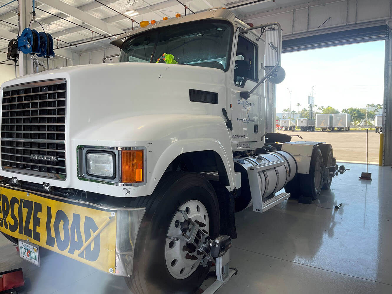 Oversize Load truck in for servicing.