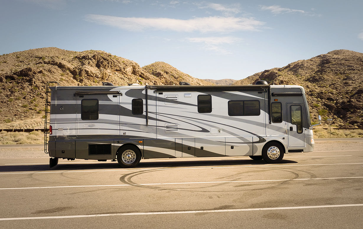 RV parked in a parking lot