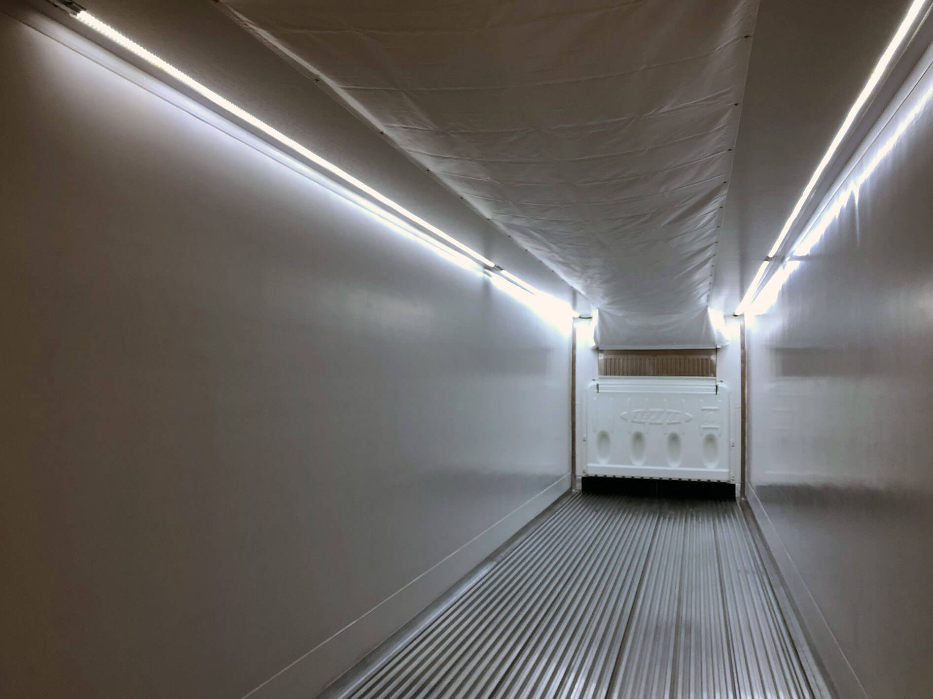 Inside a Vanguard reefer trailer.